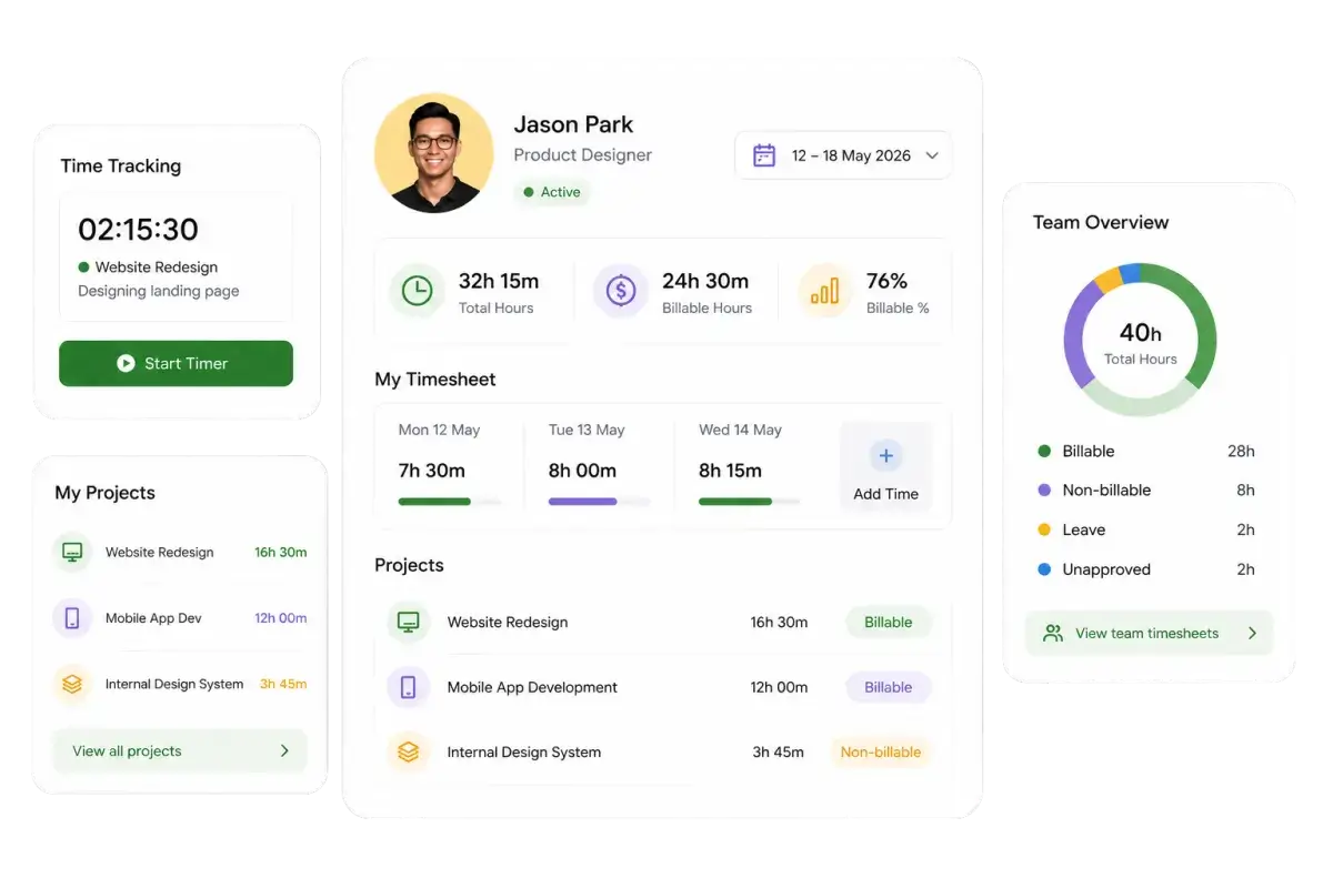 Employee timesheet module for tracking work hours in Workplus HCM